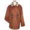 Prestige Cognac/Olive Green Embroidered Suede Leather Coat with Fur Lining